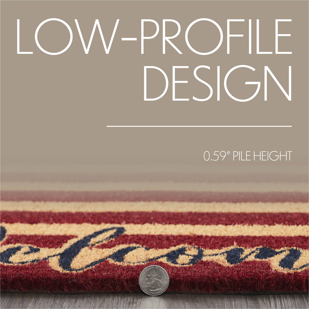 Patriotic Stripes Coir Welcome Rug Rect 17x48