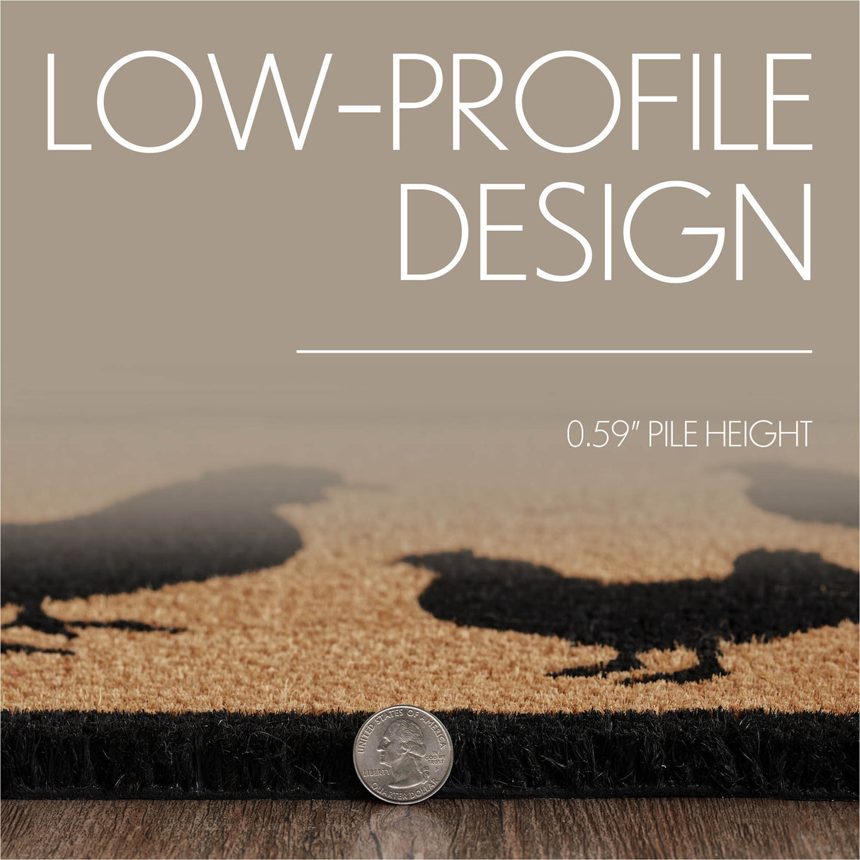 Down Home Rooster & Hens Coir Rug Half Circle 16.5x33