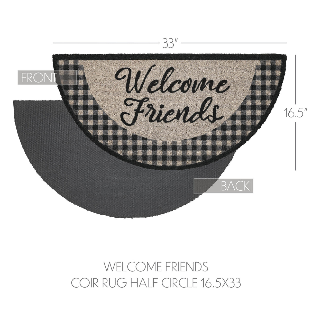 Finders Keepers Welcome Friends Coir Rug Half Circle 16.5x33