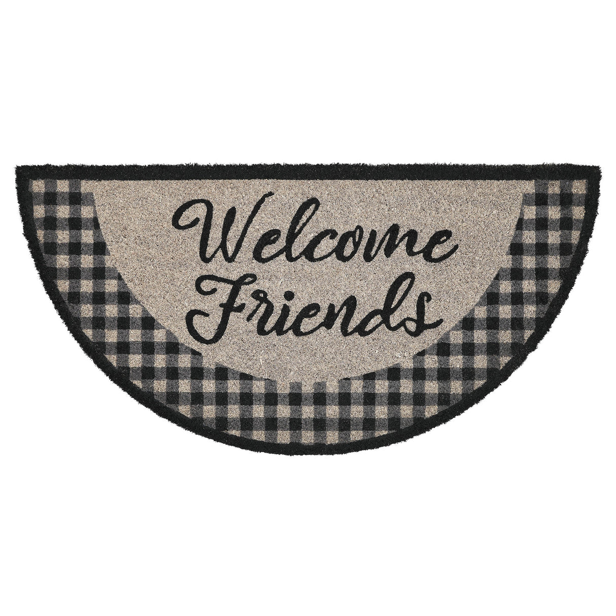 Finders Keepers Welcome Friends Coir Rug Half Circle 16.5x33