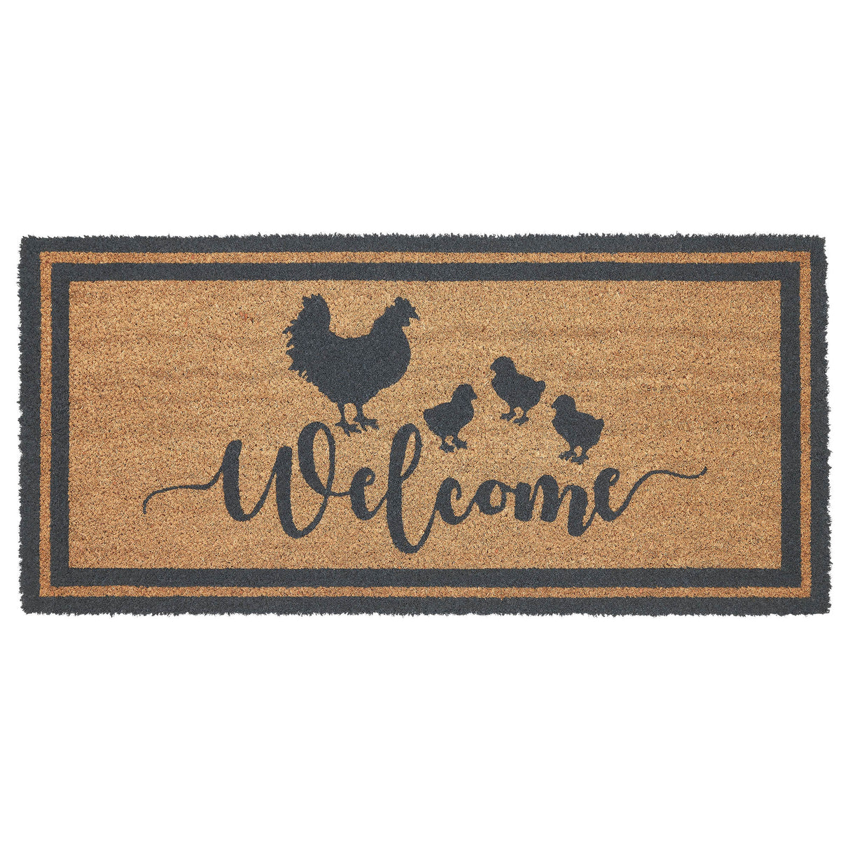 Down Home Hen & Chicks Coir Welcome Rug Rect 17x36