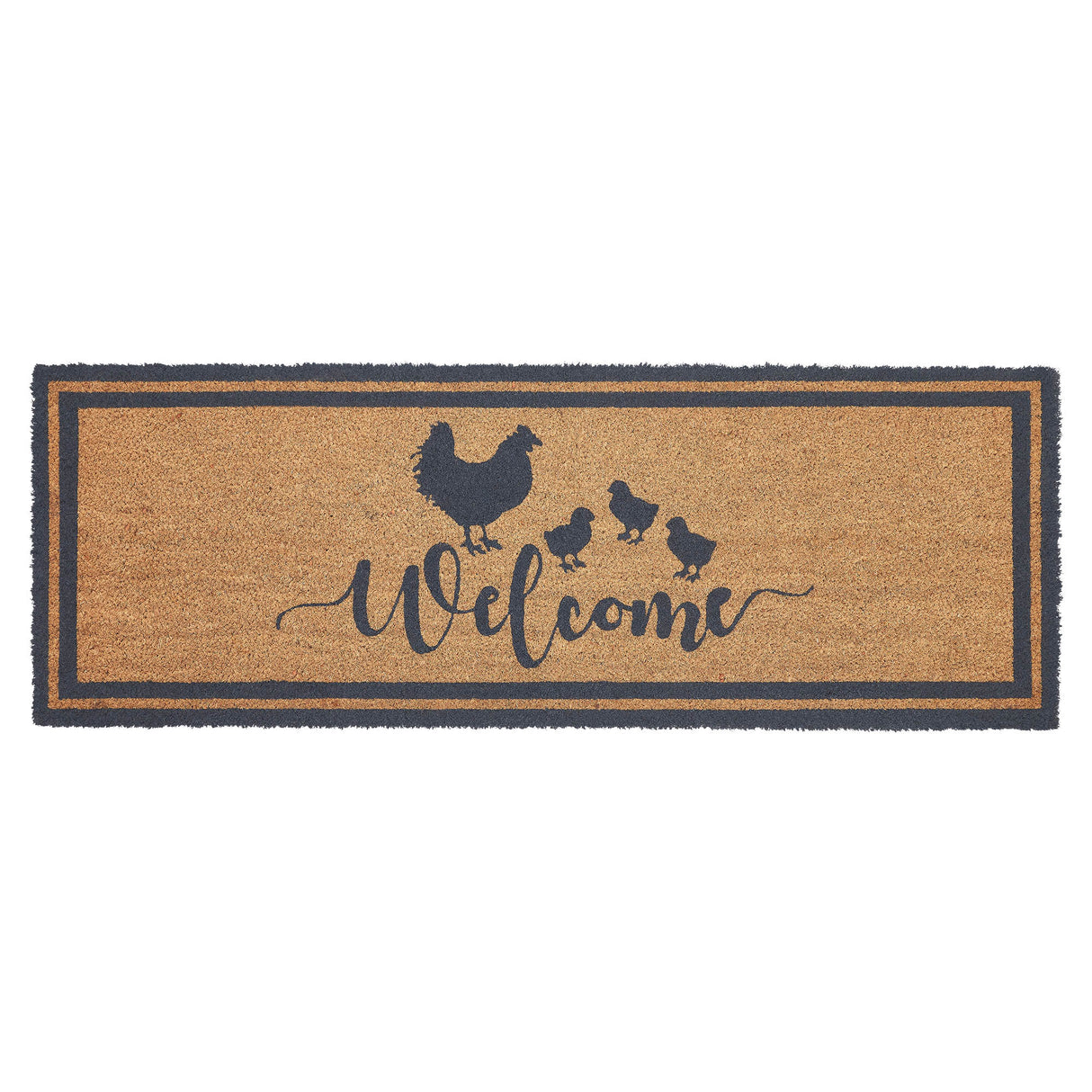 Down Home Hen & Chicks Coir Welcome Rug Rect 17x48