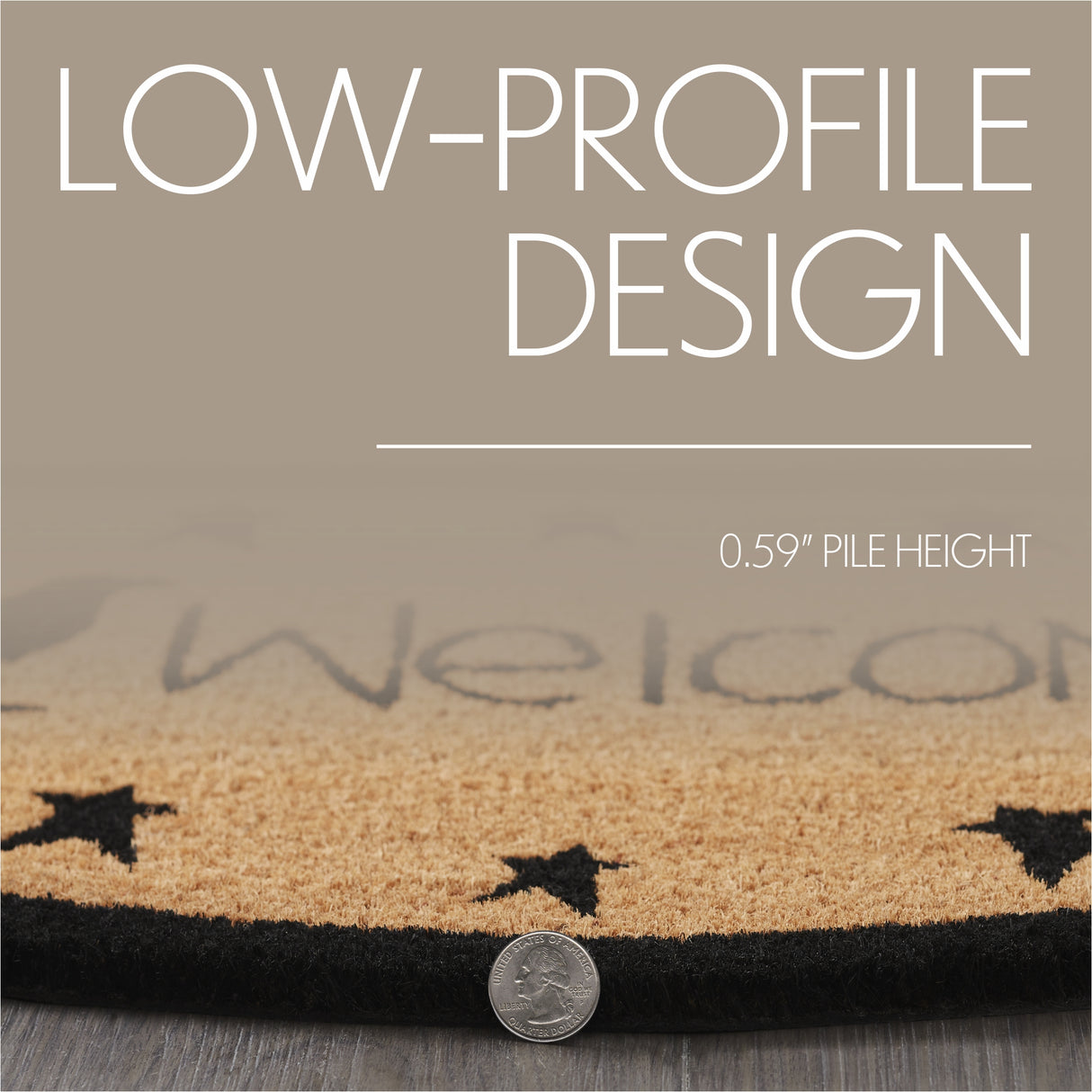 Raven Stars Coir Welcome Rug Half Circle 16.5x33