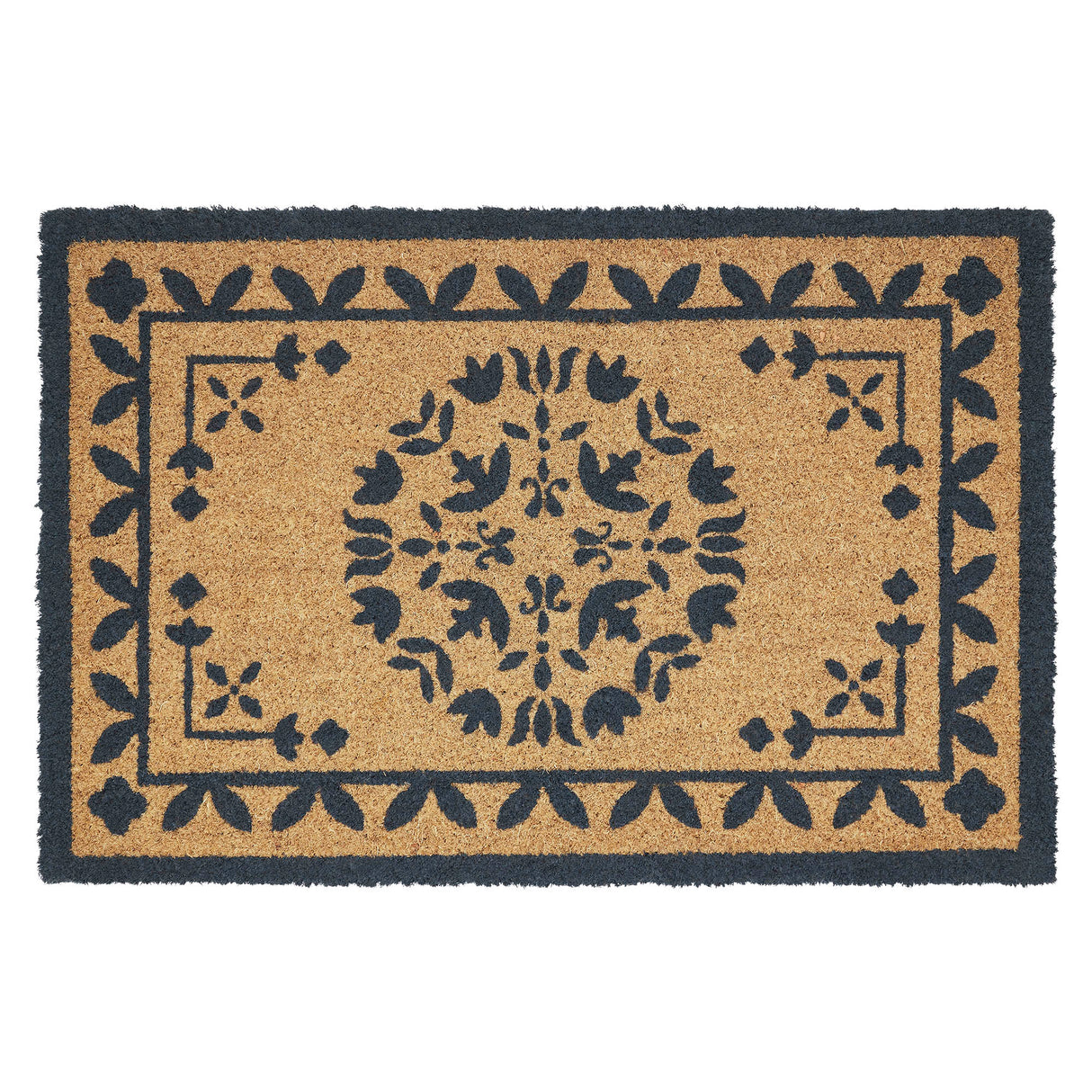 Charleston Mosaic Charcoal Coir Rug Rect 20x30