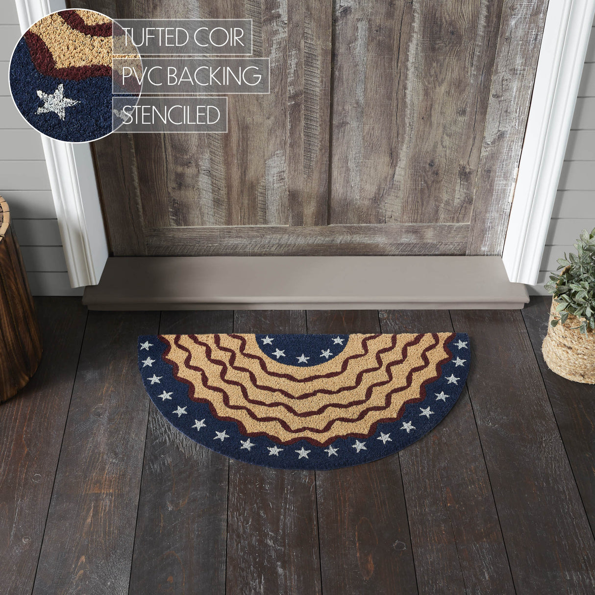 Bunting Flag Coir Rug Half Circle 16.5x33