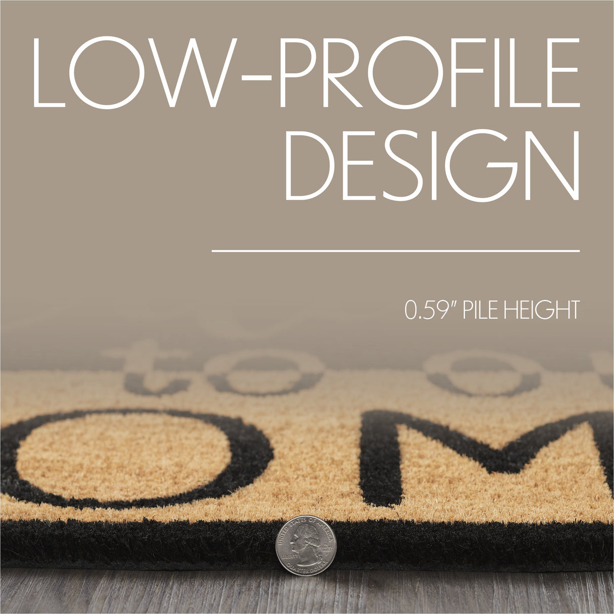 Welcome To Our Home Black Tan Coir Rug Rect 20x30