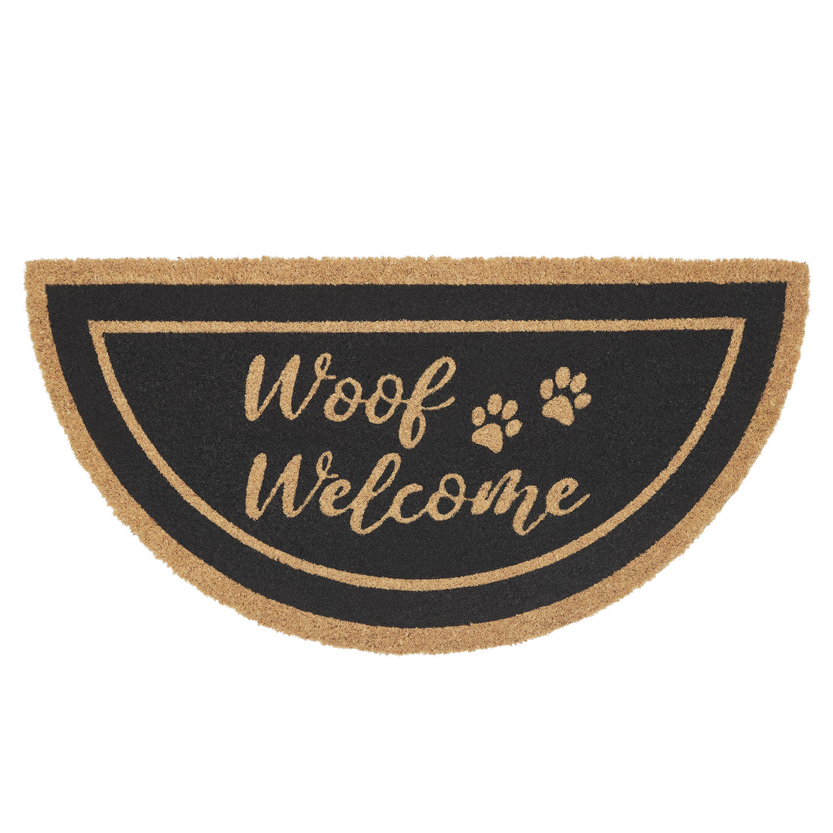 Woof Welcome Coir Rug Half Circle 16.5x33