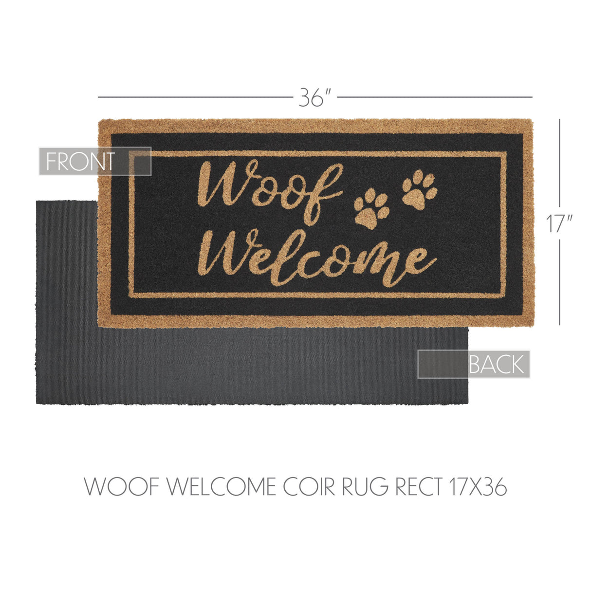 Woof Welcome Coir Rug Rect 17x36