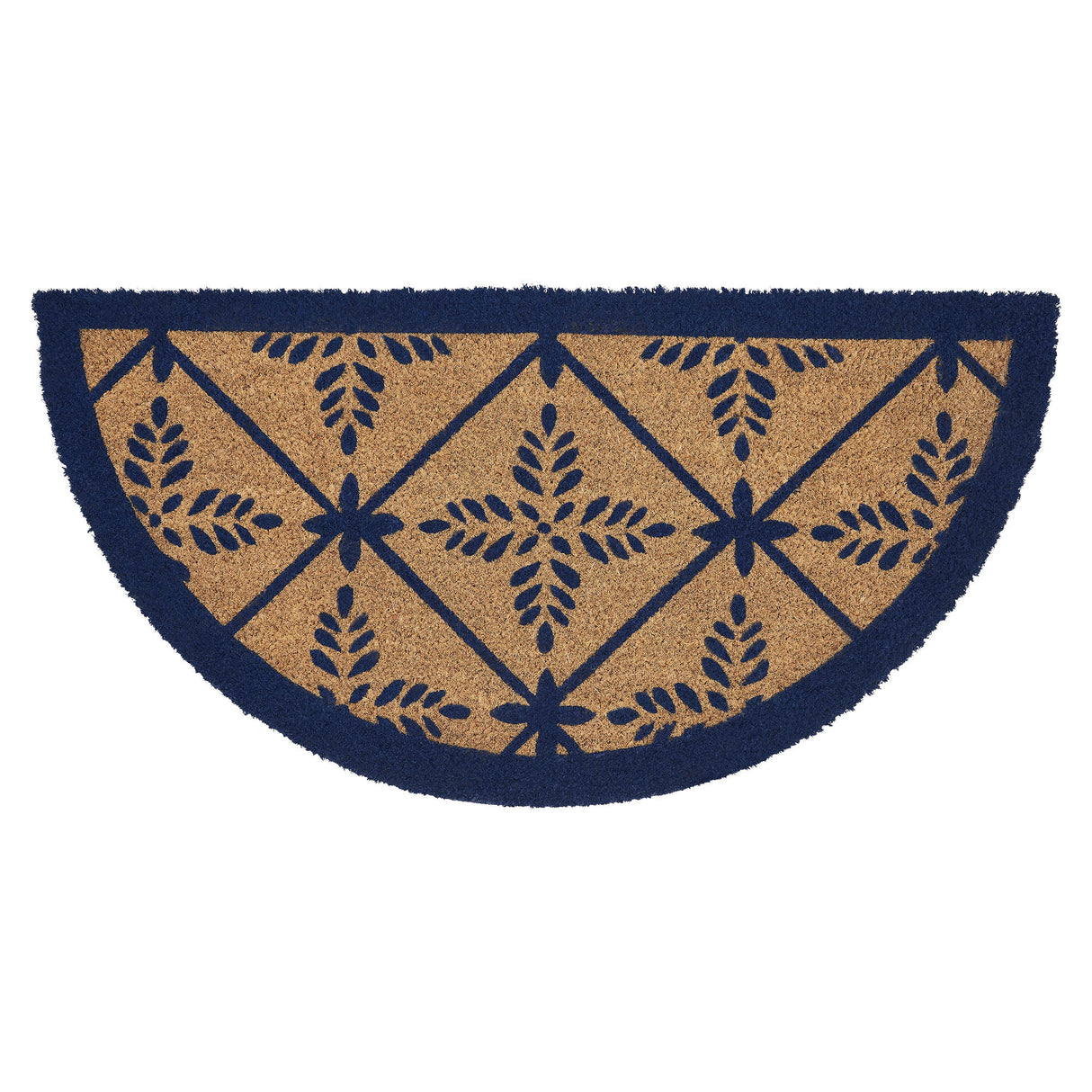 Charleston Mosaic Blue Coir Rug Half Circle 16.5x33