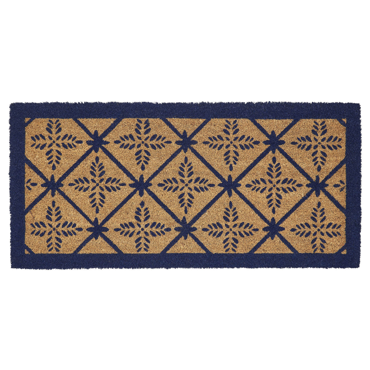 Charleston Mosaic Blue Coir Rug Rect 17x36