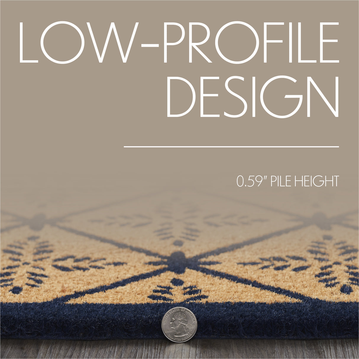 Charleston Mosaic Blue Coir Rug Rect 20x30