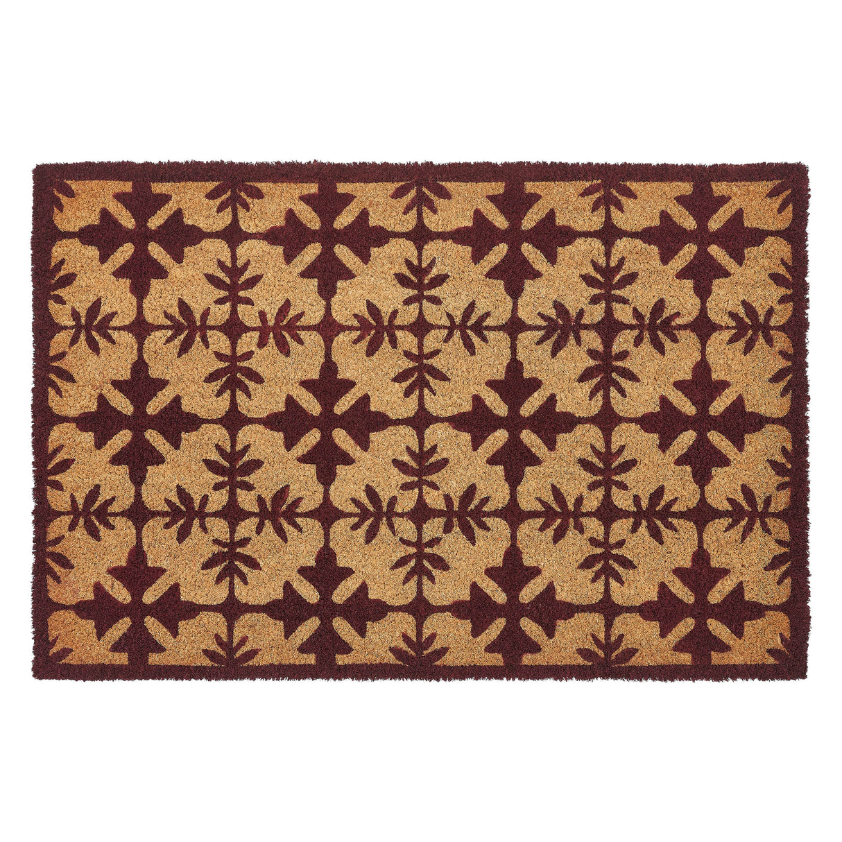 Charleston Mosaic Burgundy Coir Rug Rect 20x30