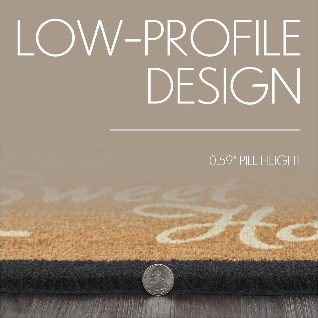 Home Sweet Home Charcoal Creme Coir Rug Rect 20x30