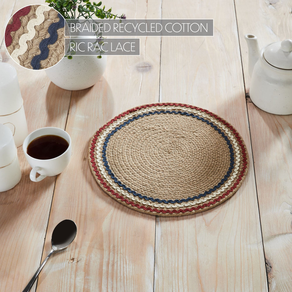 Red White Blue Ric Rac Trivet 12 Inch Diameter