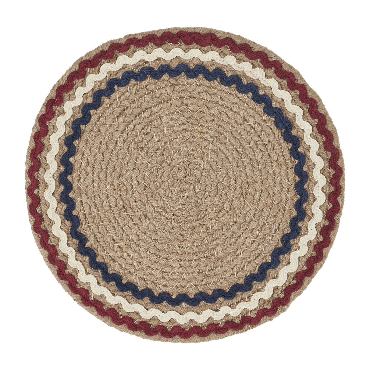 Red White Blue Ric Rac Trivet 8 Inch Diameter, Set of 3