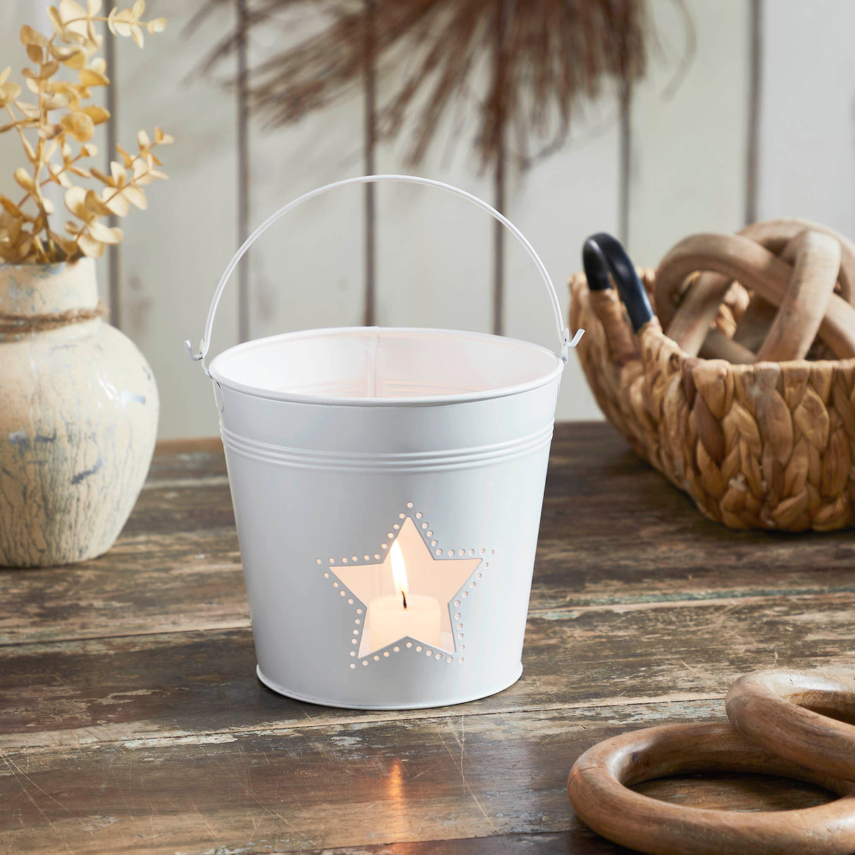 Metal Bucket w/ Star Cutout