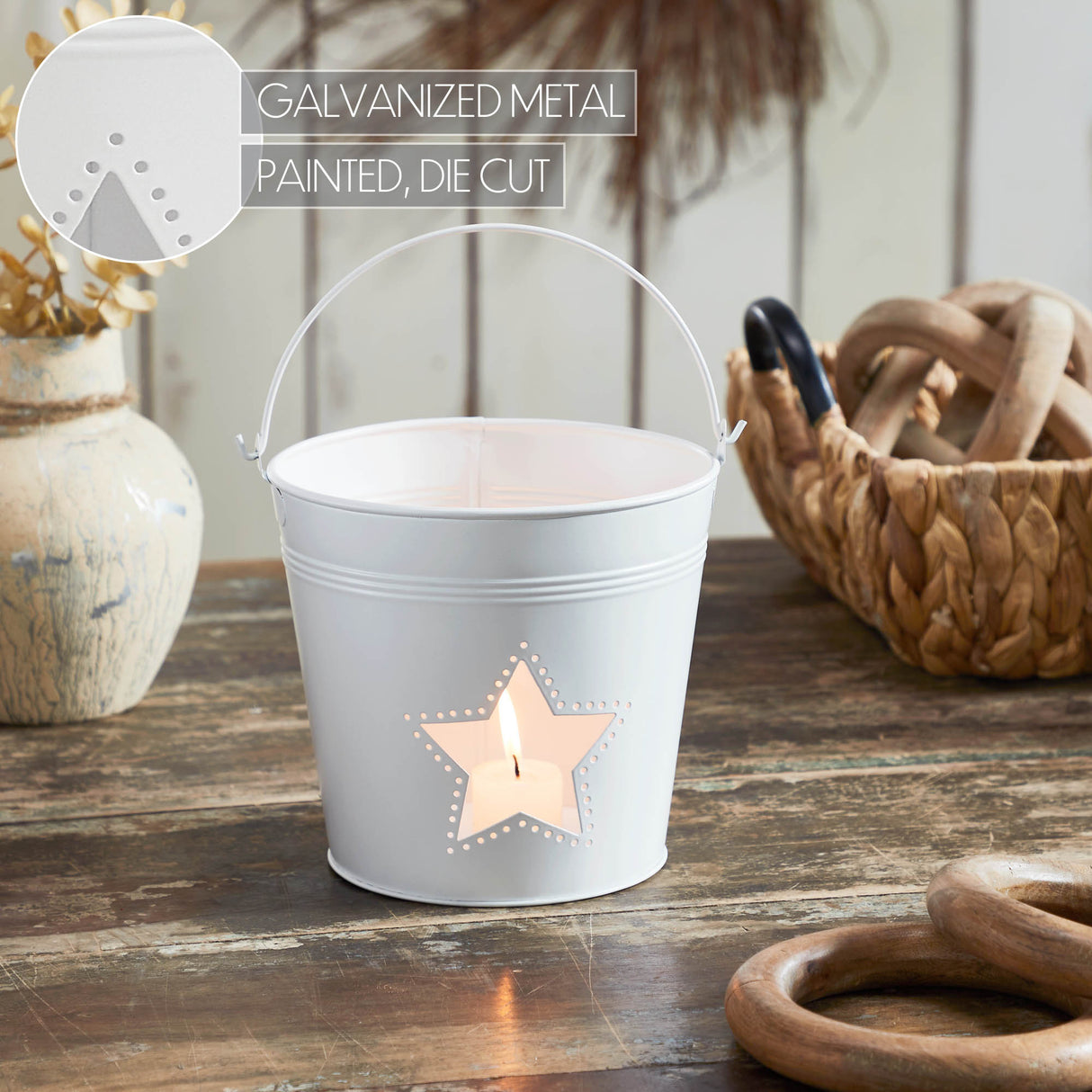 Metal Bucket w/ Star Cutout