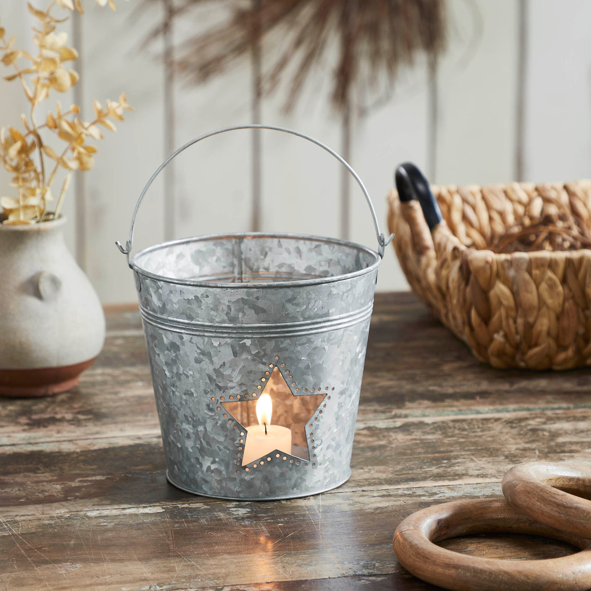 Metal Bucket w/ Star Cutout