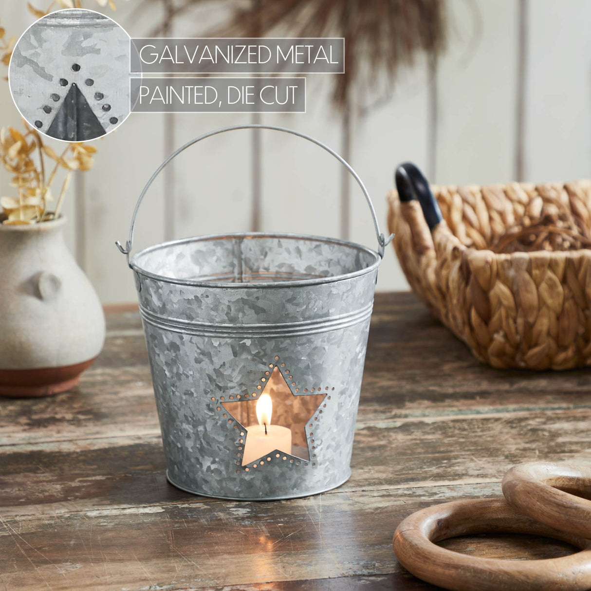 Metal Bucket w/ Star Cutout