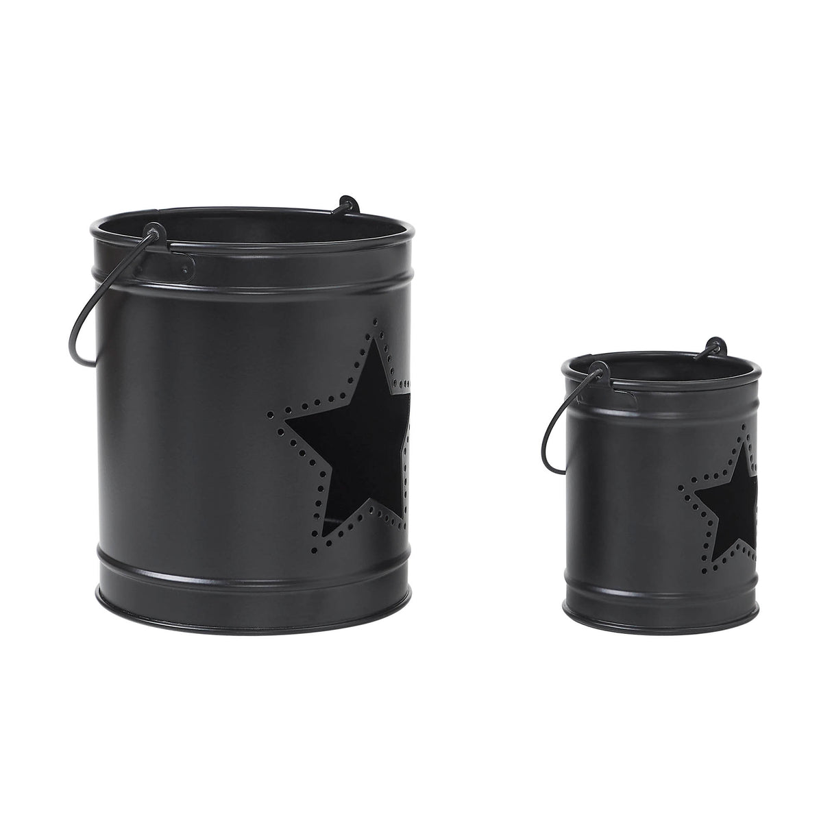 Votive Candle Holder w/ Star Cutout Black Set of 2 Sizes