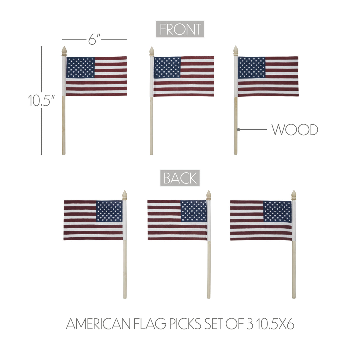 My Country American Flag Picks Set of 3 10.5x6