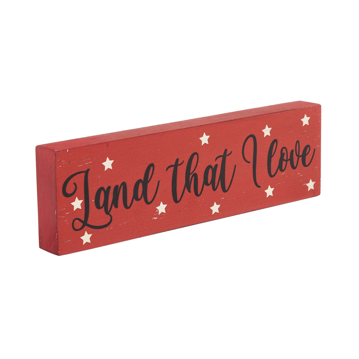 Land That I Love w/ White Stars MDF Block Sign 3x10x1
