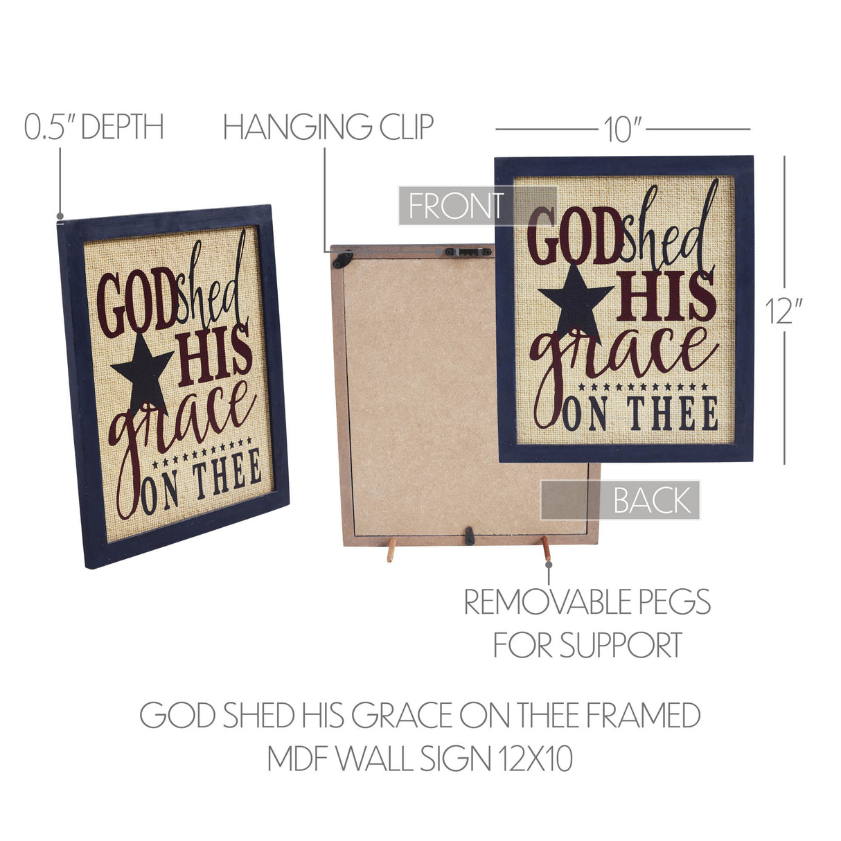 God Shed His Grace On Thee Framed MDF Wall Sign 12x10