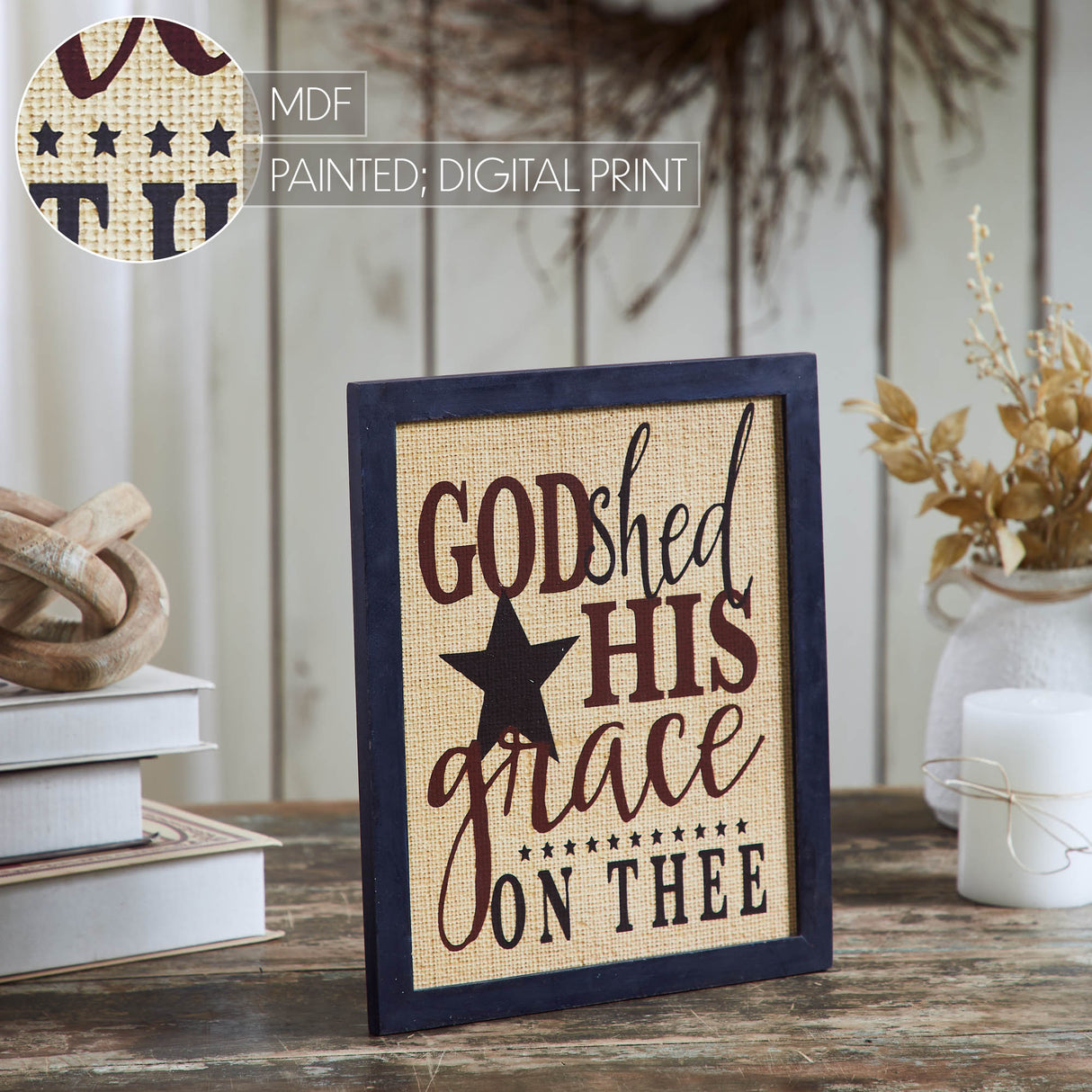 God Shed His Grace On Thee Framed MDF Wall Sign 12x10