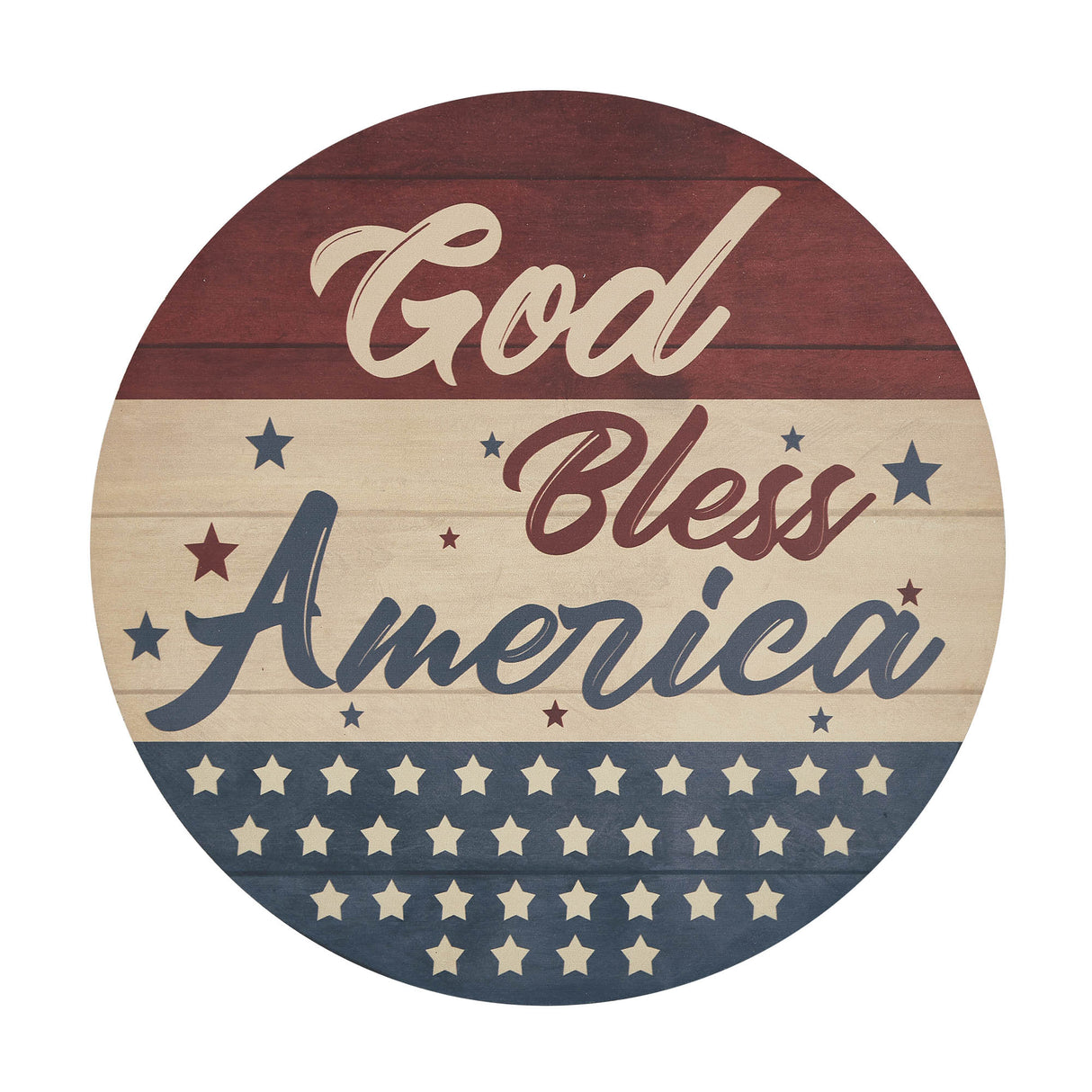 God Bless America Round MDF Wall Hanging 11 Inch Diameter