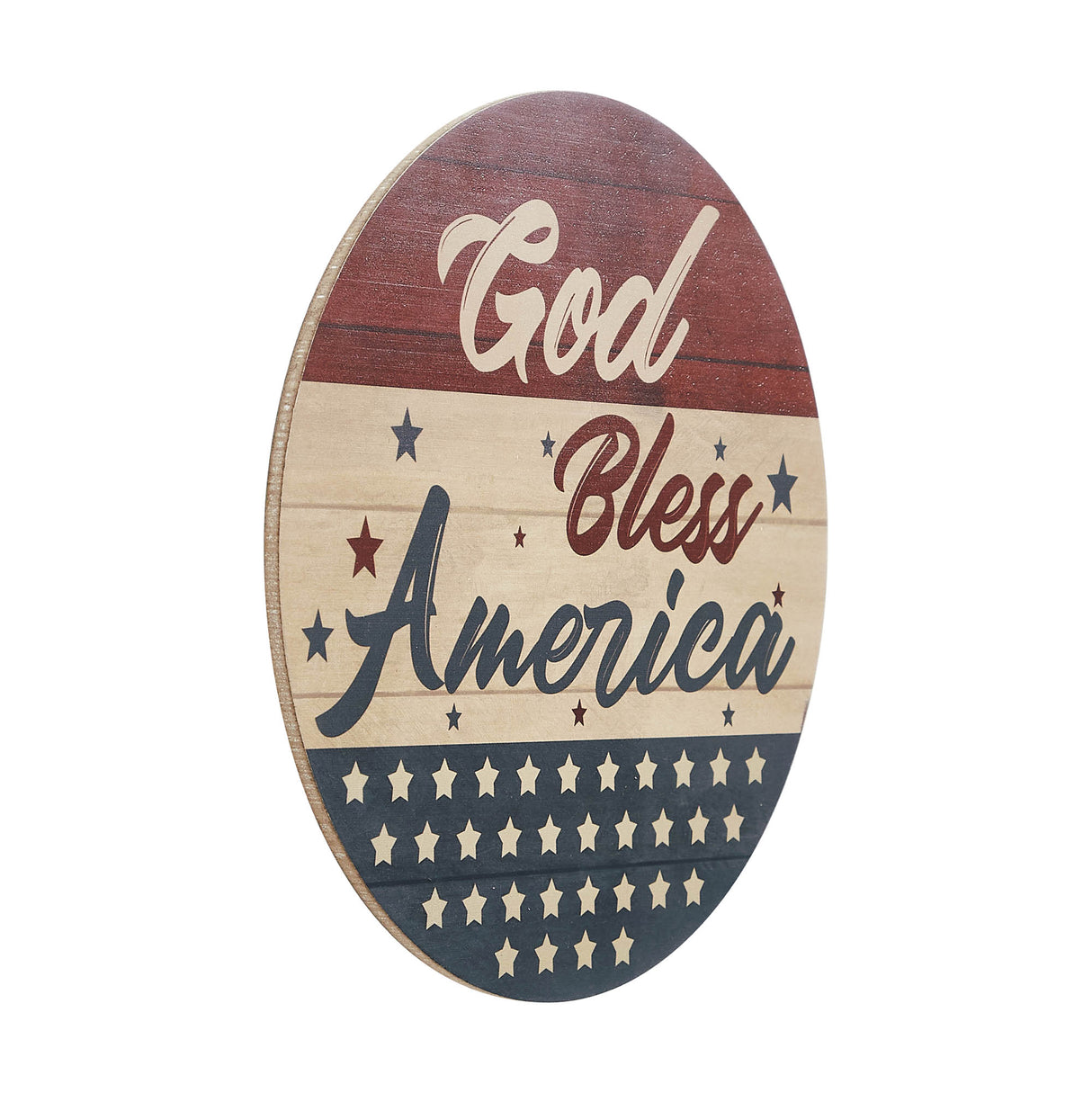 God Bless America Round MDF Wall Hanging 11 Inch Diameter