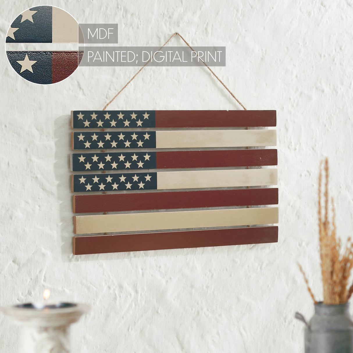 USA Flag Stacked MDF Wall Hanging 12x20