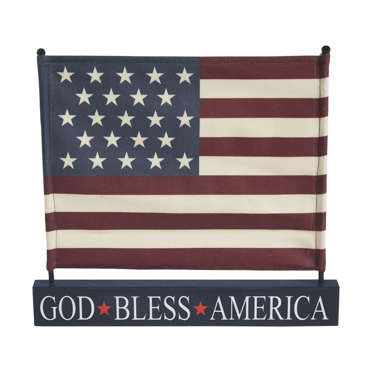 Canvas American Flag on Blue GBA MDF Base Decor 12x14x1
