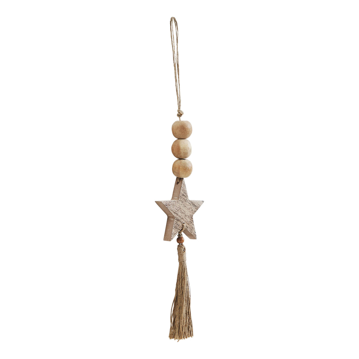 Natural Beads Star & Tassel Ornament 10x3