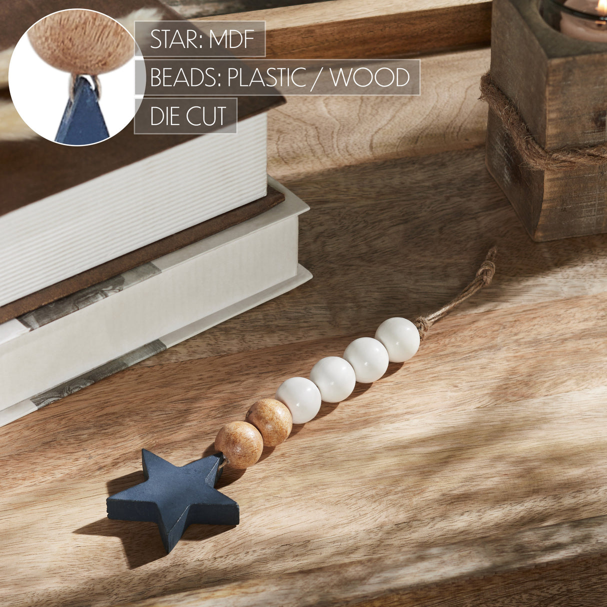 Star Ornament with Beads 6x2