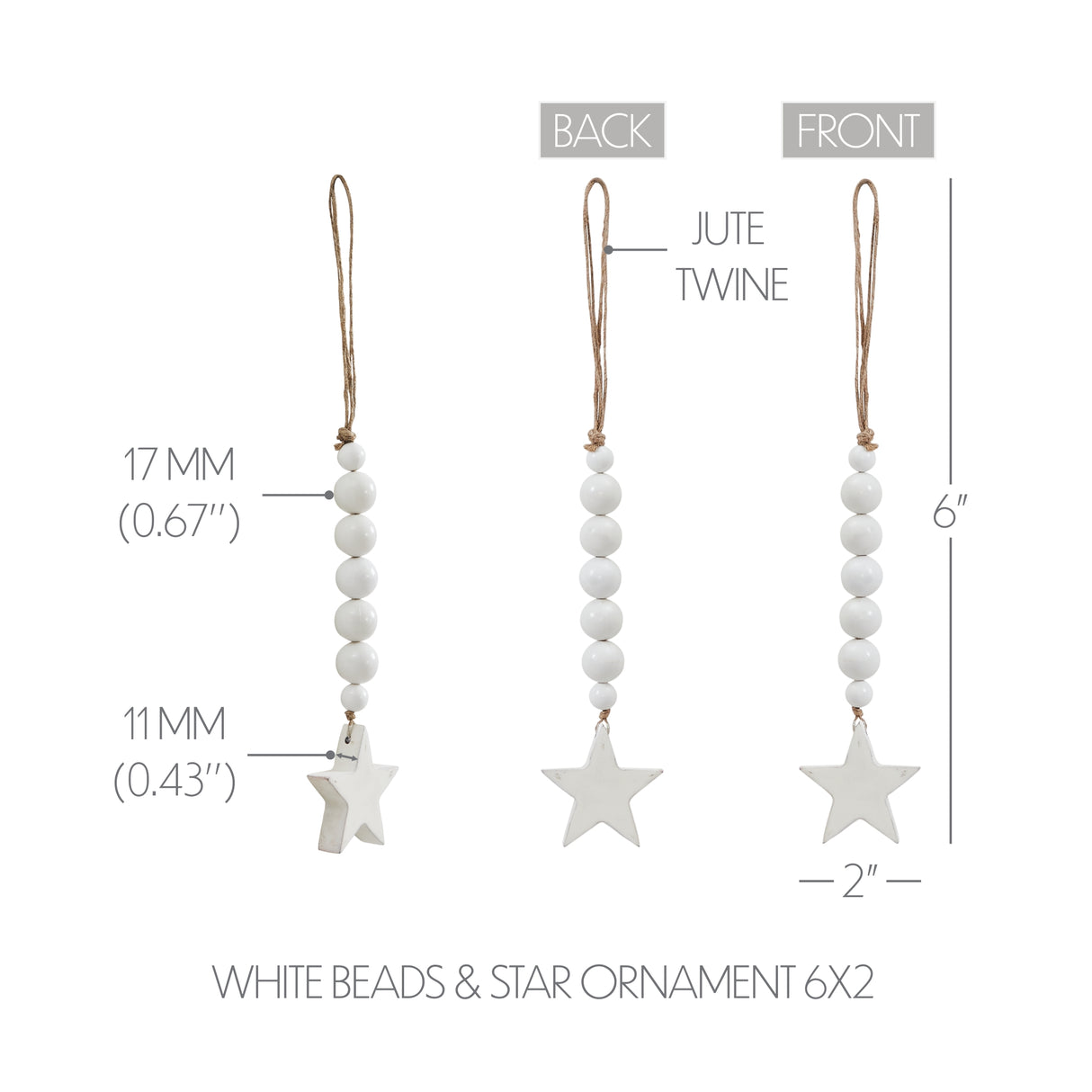 Star Ornament with Beads 6x2