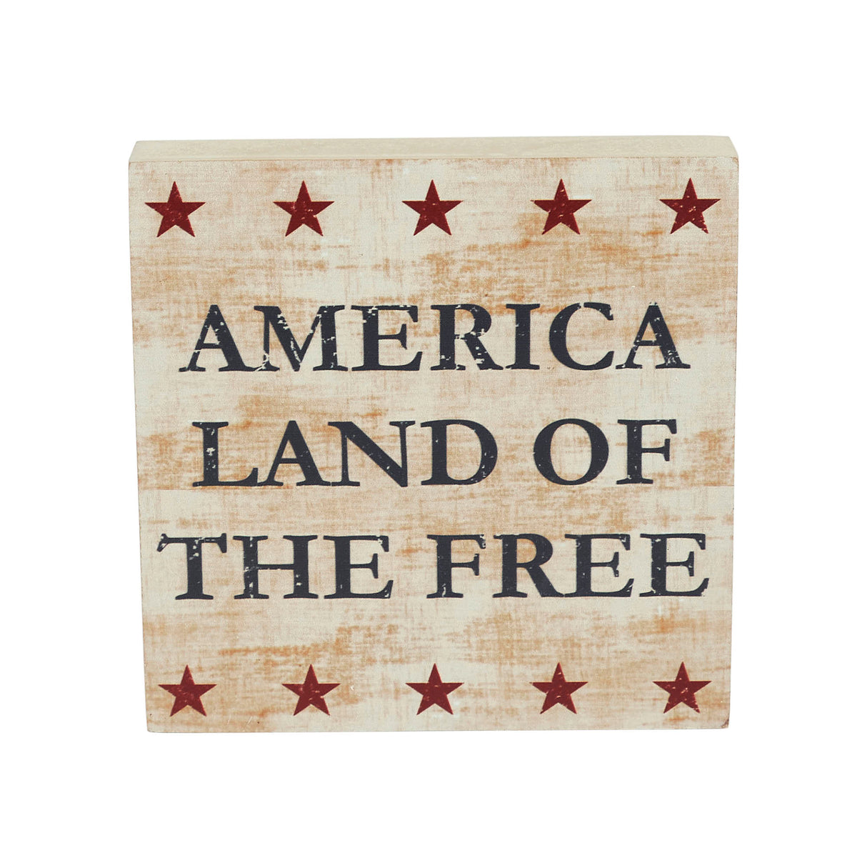My Country America Land Of The Free w/ Red Stars MDF Block Sign 6x6x1