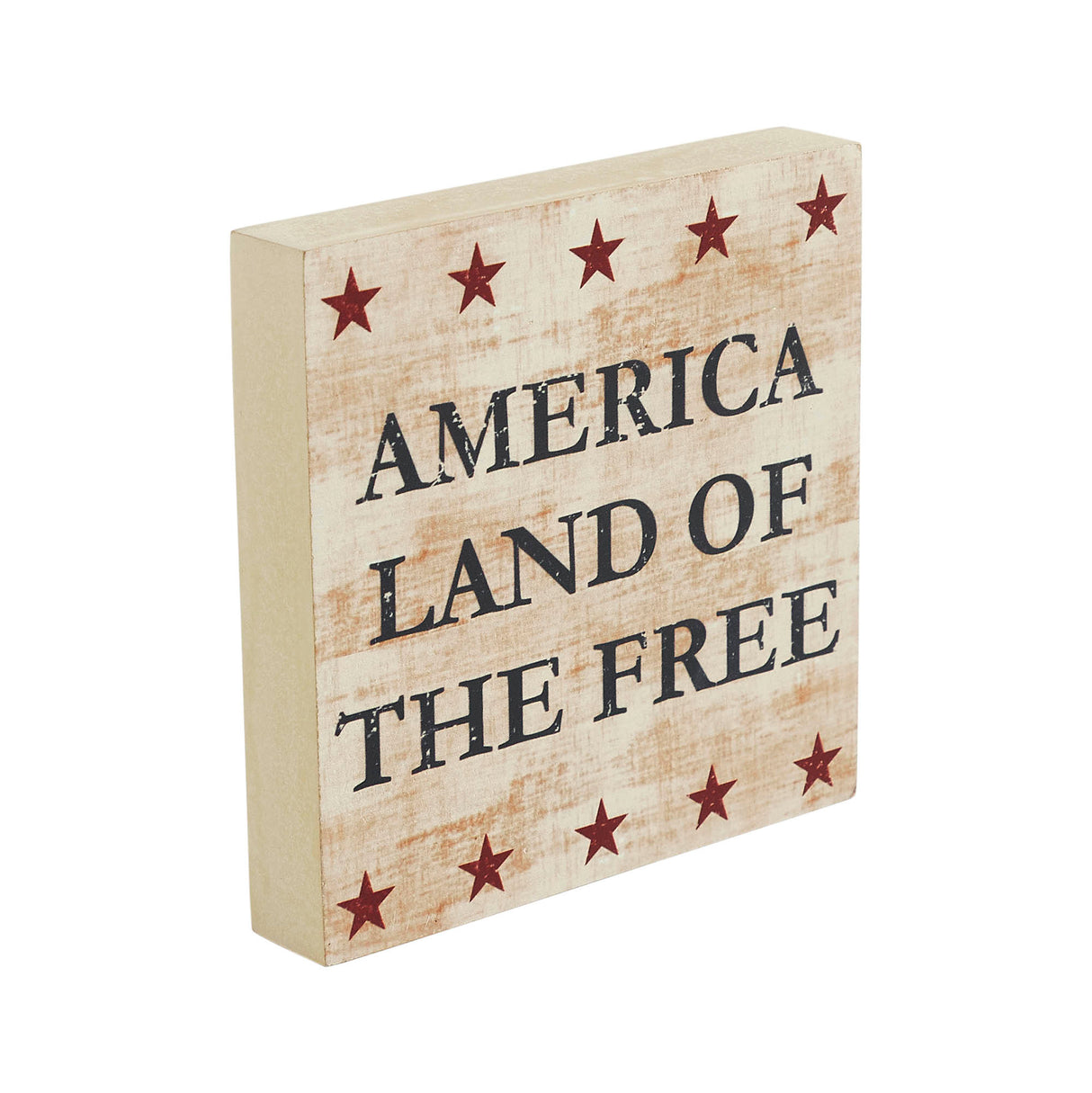 My Country America Land Of The Free w/ Red Stars MDF Block Sign 6x6x1