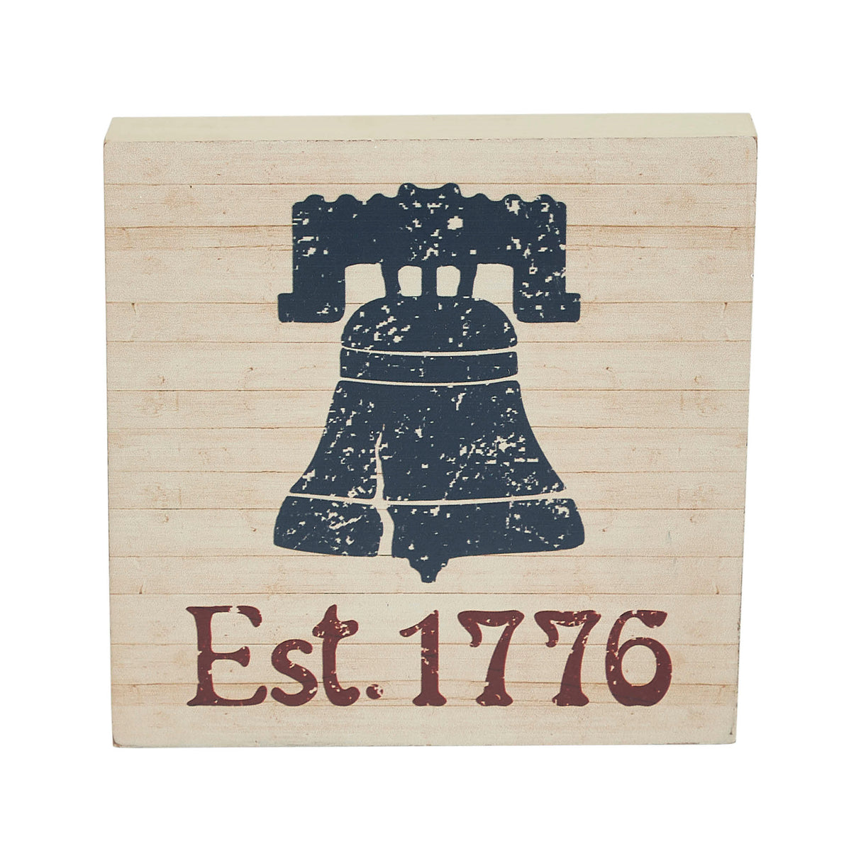 My Country Blue Liberty Bell Est 1776 MDF Block Sign 6x6x1