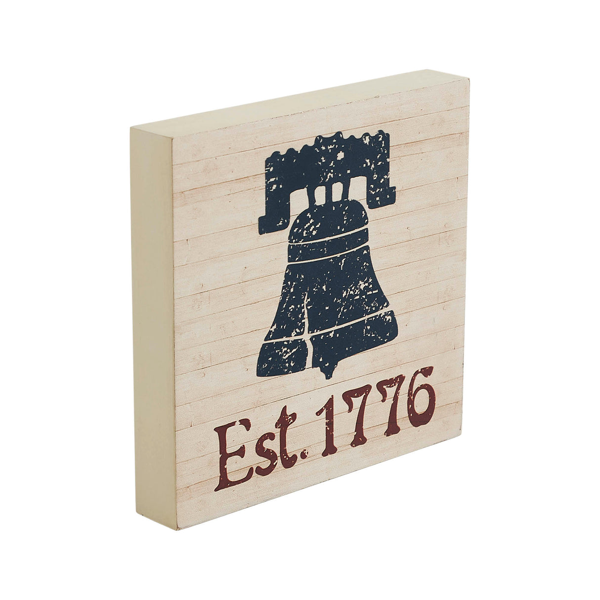 My Country Blue Liberty Bell Est 1776 MDF Block Sign 6x6x1