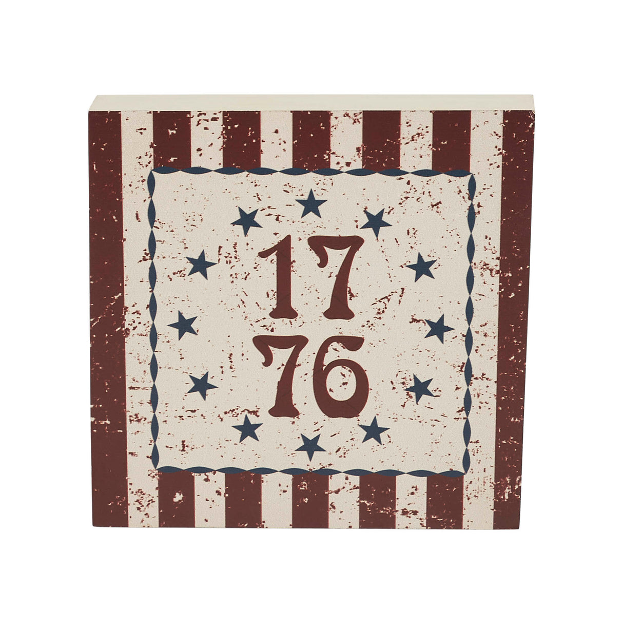 My Country 1776 w/ Blue Stars & Stripes MDF Block Sign 6x6x1