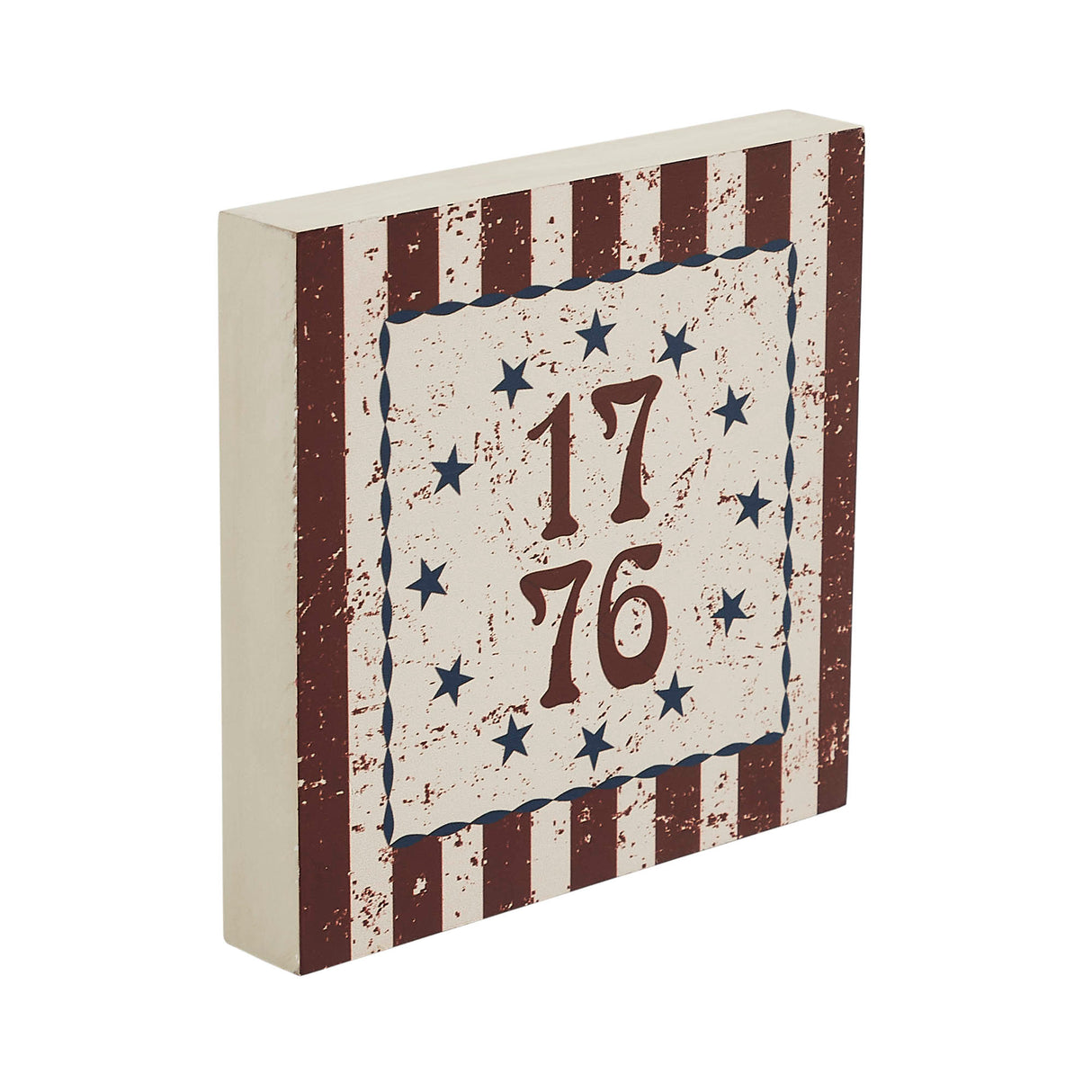 My Country 1776 w/ Blue Stars & Stripes MDF Block Sign 6x6x1