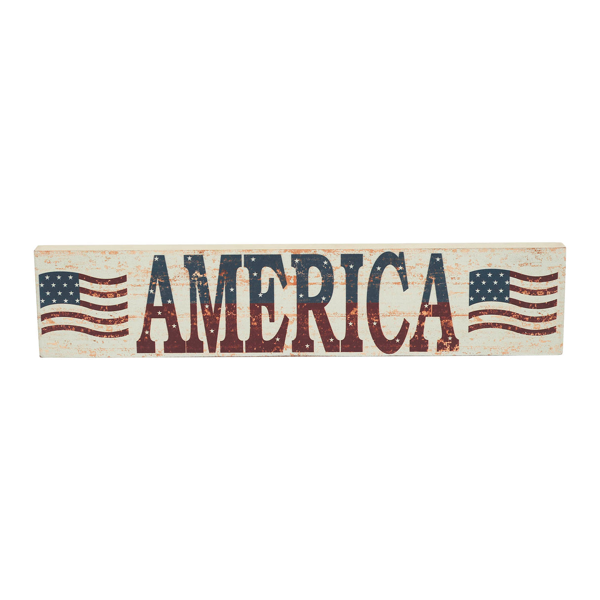 My Country AMERICA Two Flags MDF Wall Hanging 3x14x0.75