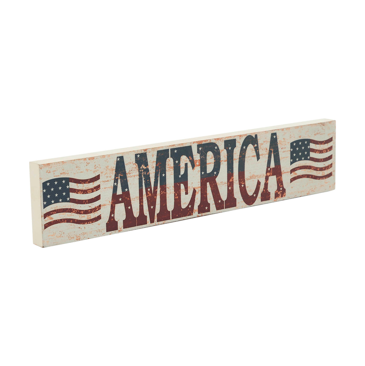 My Country AMERICA Two Flags MDF Wall Hanging 3x14x0.75