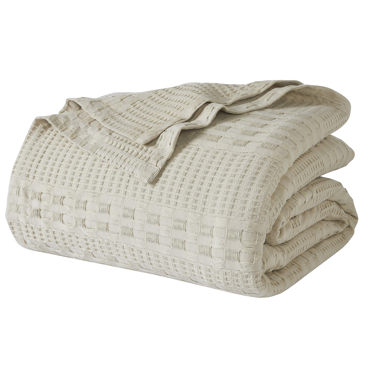 100% Cotton Waffle Weave Blanket, Lightweight & Breathable Woven Bedding