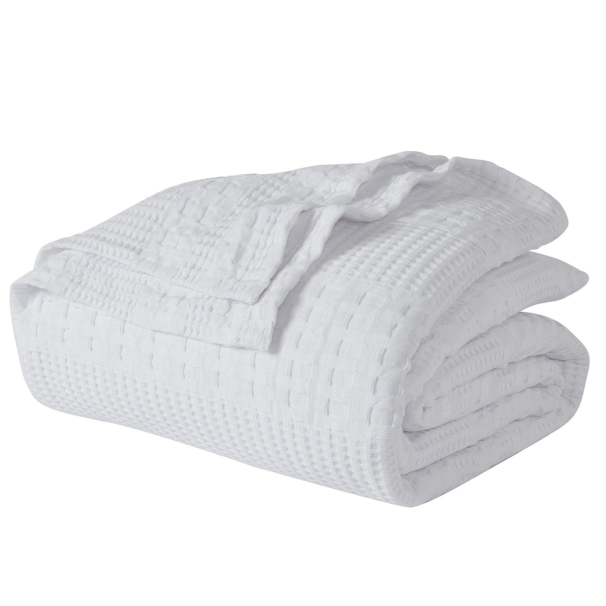 100% Cotton Waffle Weave Blanket, Lightweight & Breathable Woven Bedding