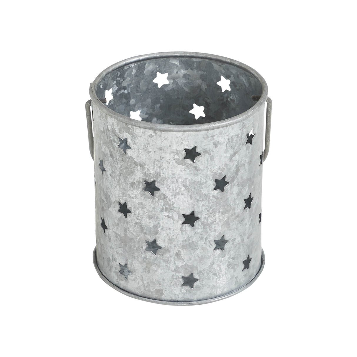 Votive Candle Holder w/ Punched Stars Galvanized 3.75x3.25x3.25
