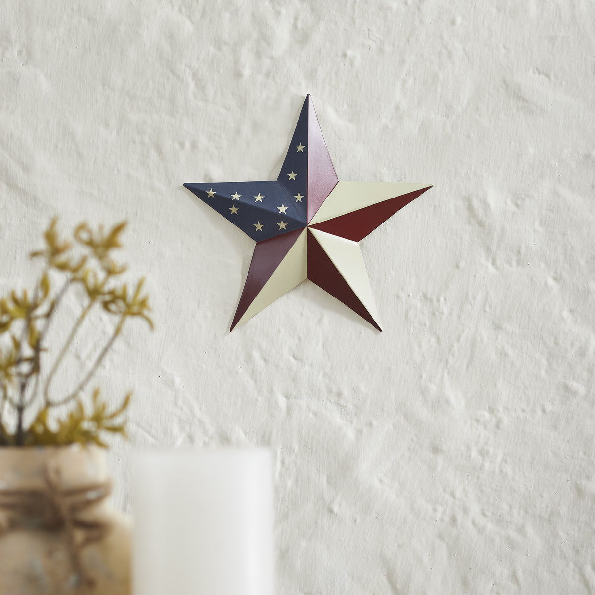 Painted Metal American Flag Theme Star