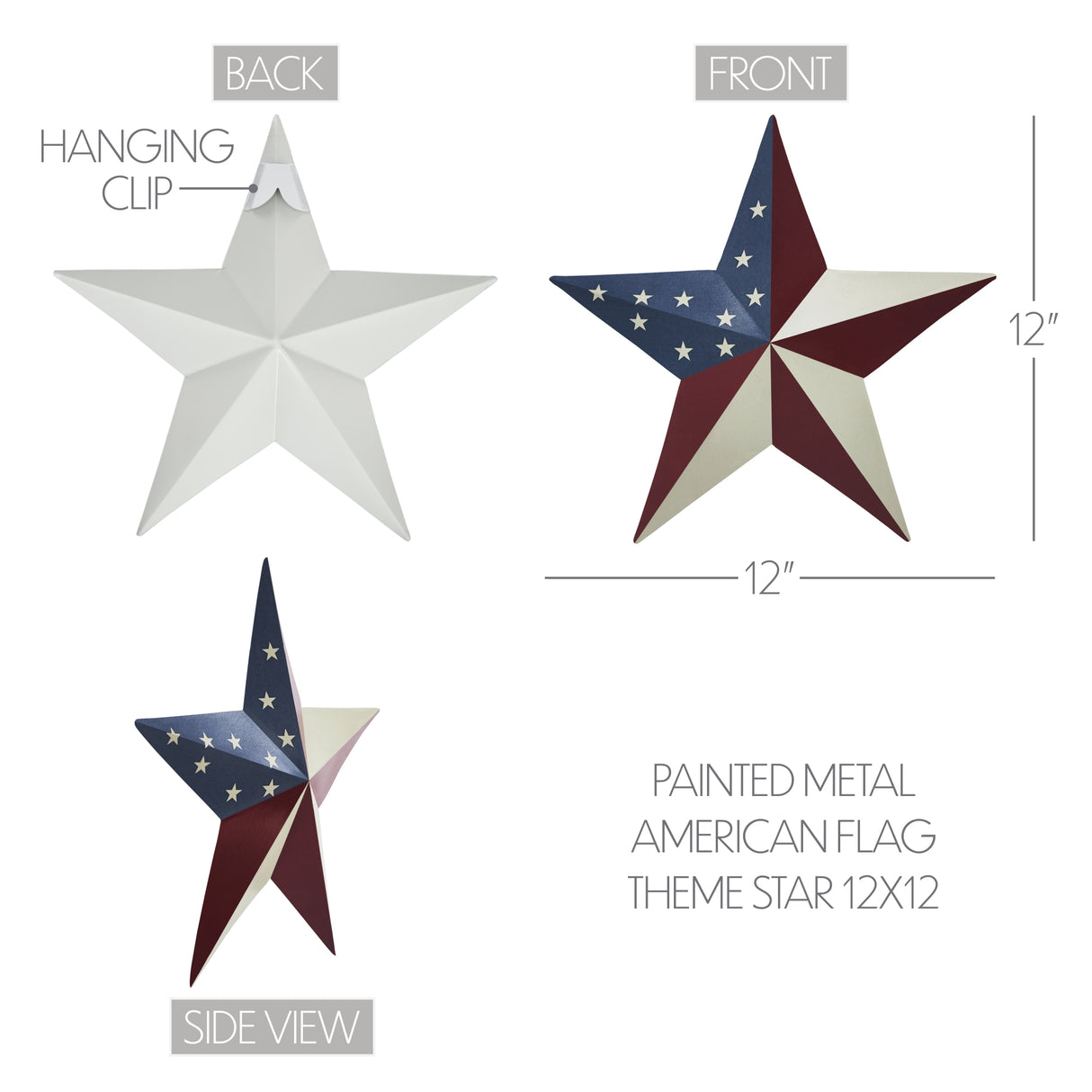 Painted Metal American Flag Theme Star