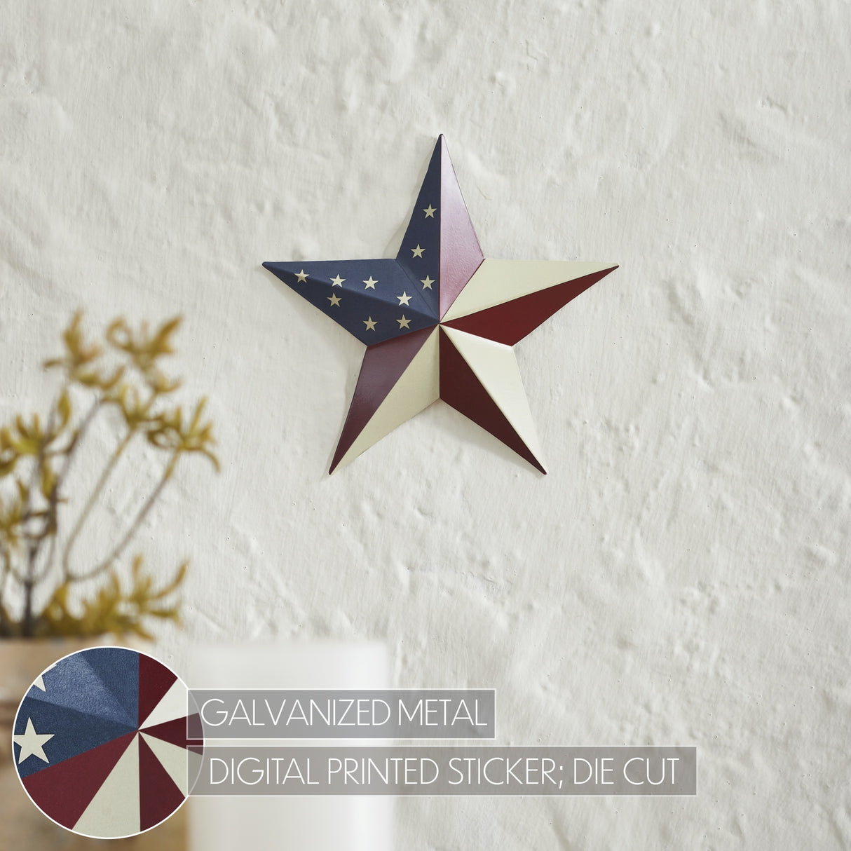 Painted Metal American Flag Theme Star