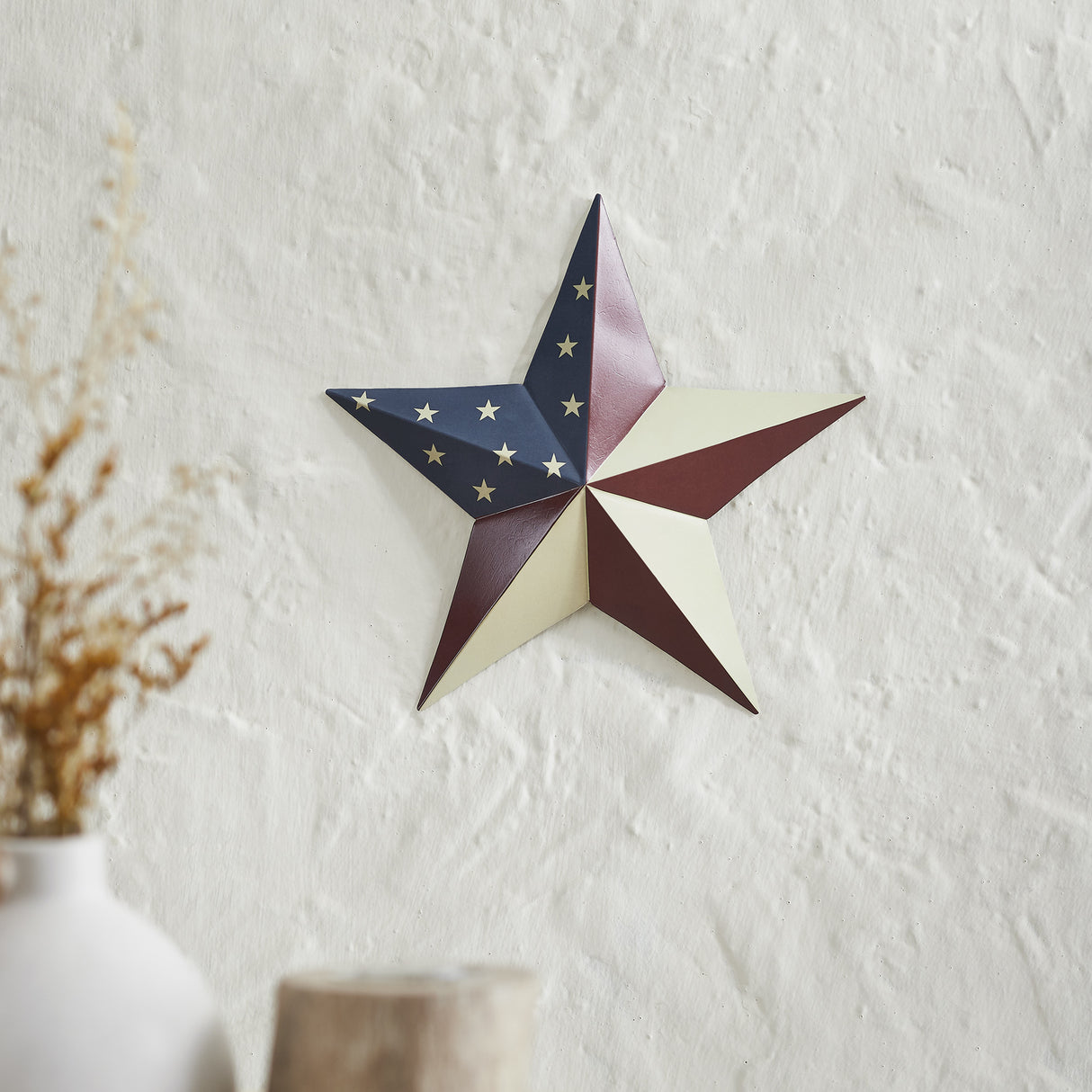 Painted Metal American Flag Theme Star
